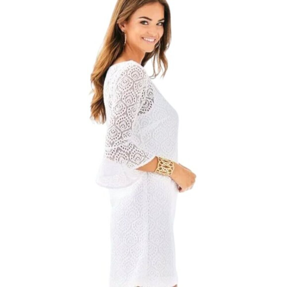 Lilly Pulitzer NWT Fontaine Dress in Resort White Flowing Leaf Lace Size XXS